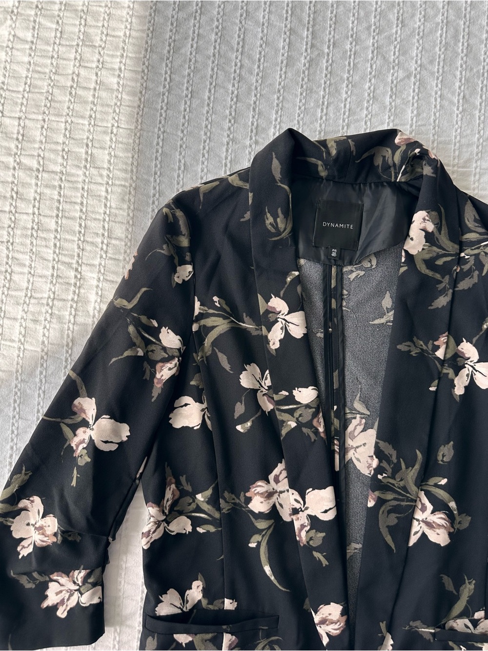 Dynamite: Black Floral Long Blazer